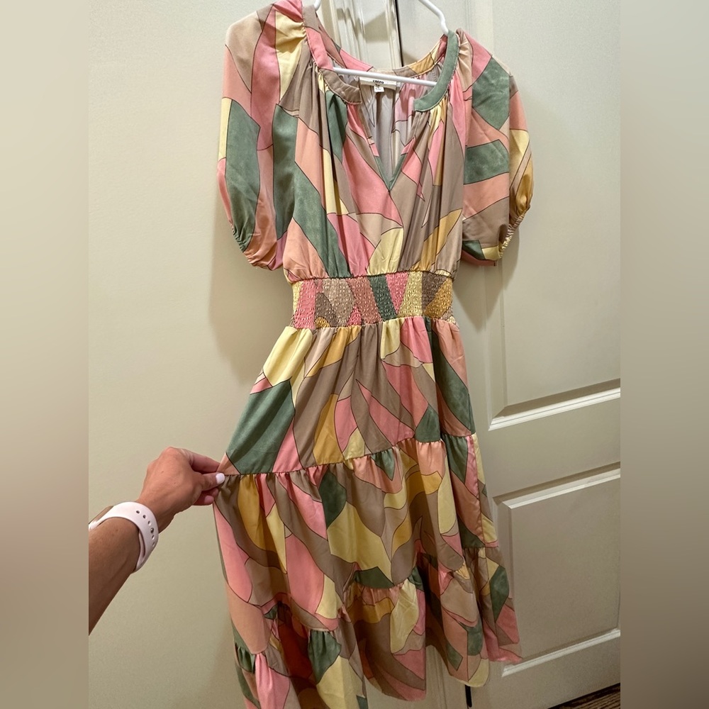 💛 size small ENTRO puff sleeve long dress.